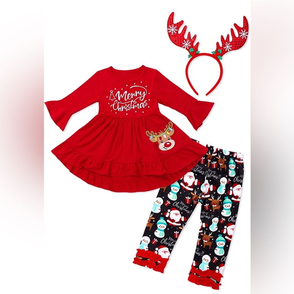 2T-3T Christmas outfit with headband, worn once, non smoking home